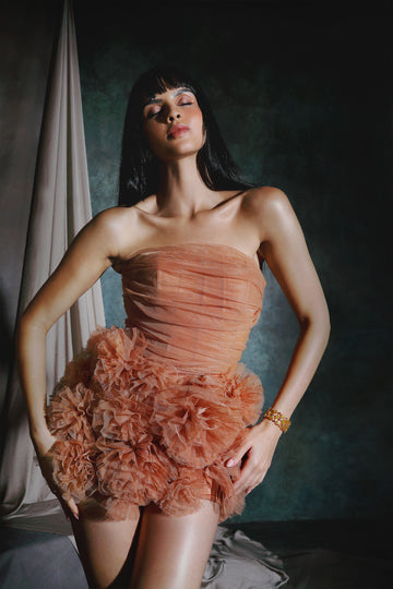 Tangerine Flowy Bloom Dress - Vibrant Print Party Dress