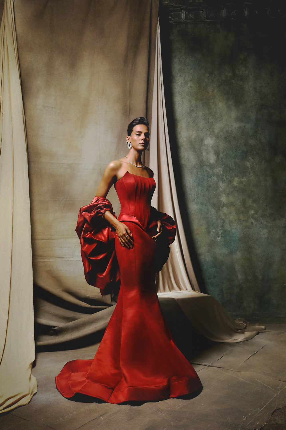 Red RosŽ Corset Set - Lace Detail Evening Wear