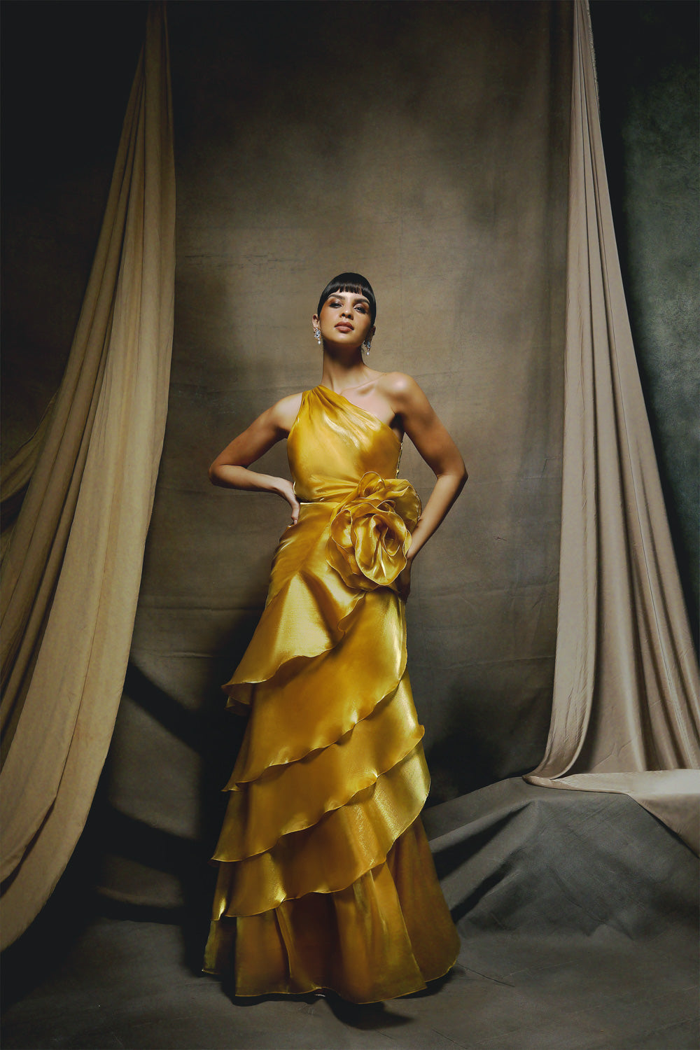 Deep Yellow Dandelion Gown - Elegant Floor-Length Formal Dress