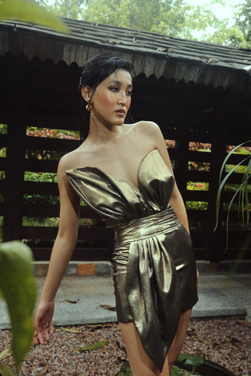 Golden Emily Dress - Flowy Parisian Maxi Dress