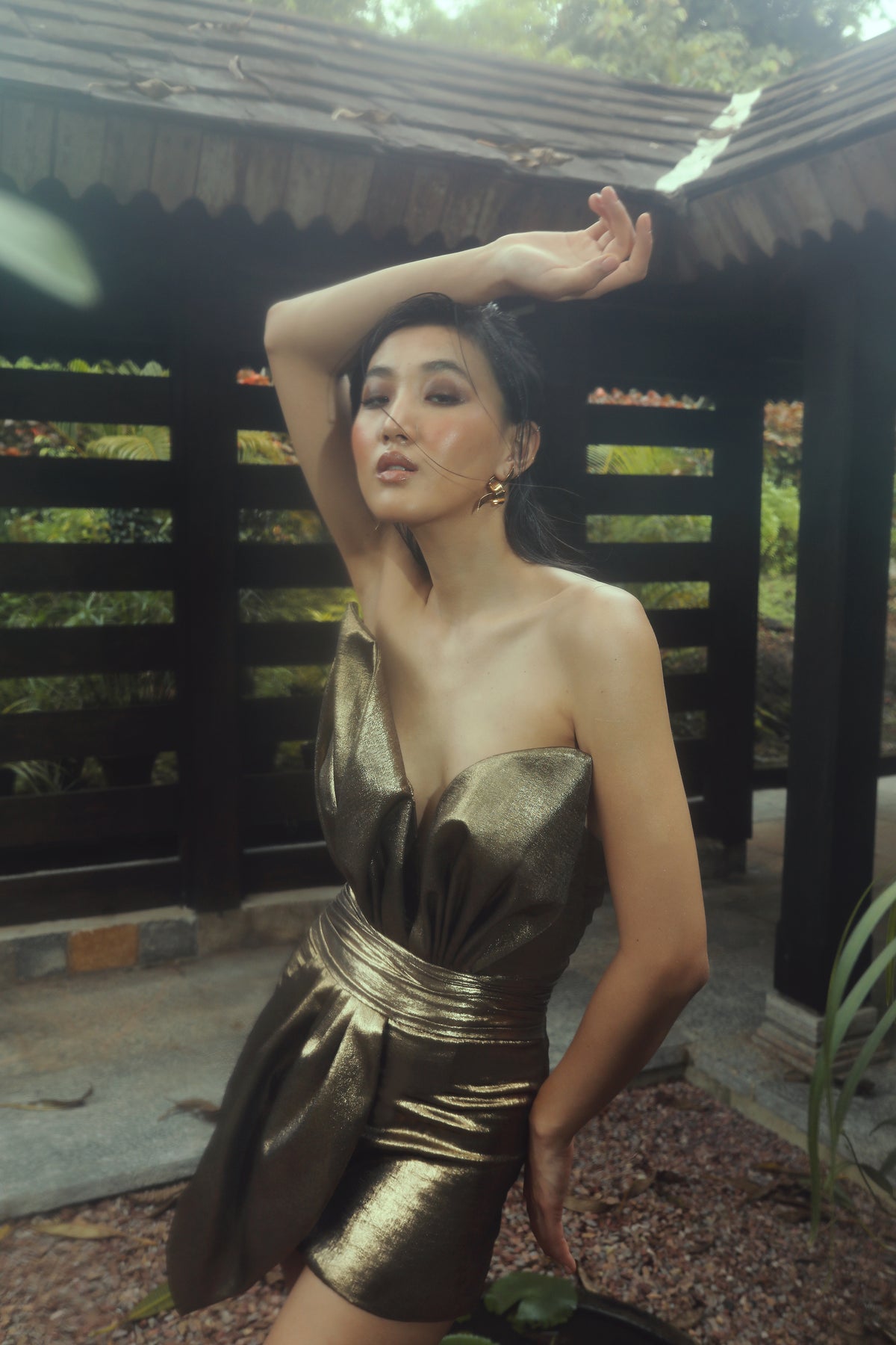 Golden Emily Dress - Flowy Parisian Maxi Dress