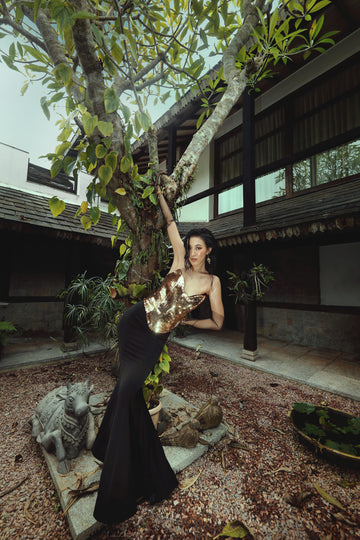 Golden Mermaid Gown - Black & Gold Sequin Dress