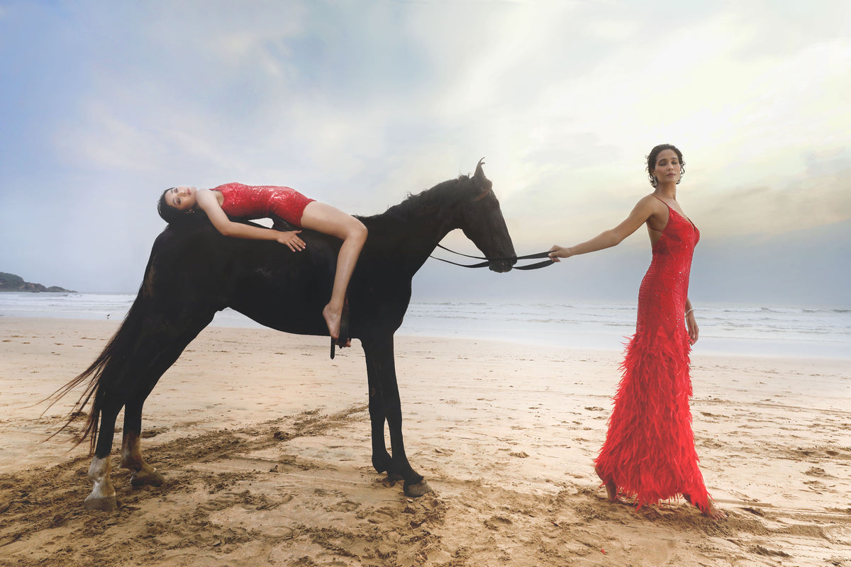 Red Modern Romance Gown - Ruffled Evening Wear