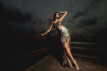 Silver Grey Afterparty Gown - Draped Evening Wear