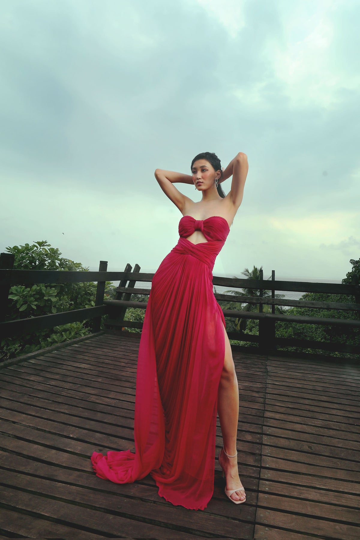 Berry Truffle Gown - Deep Red Velvet Evening Wear