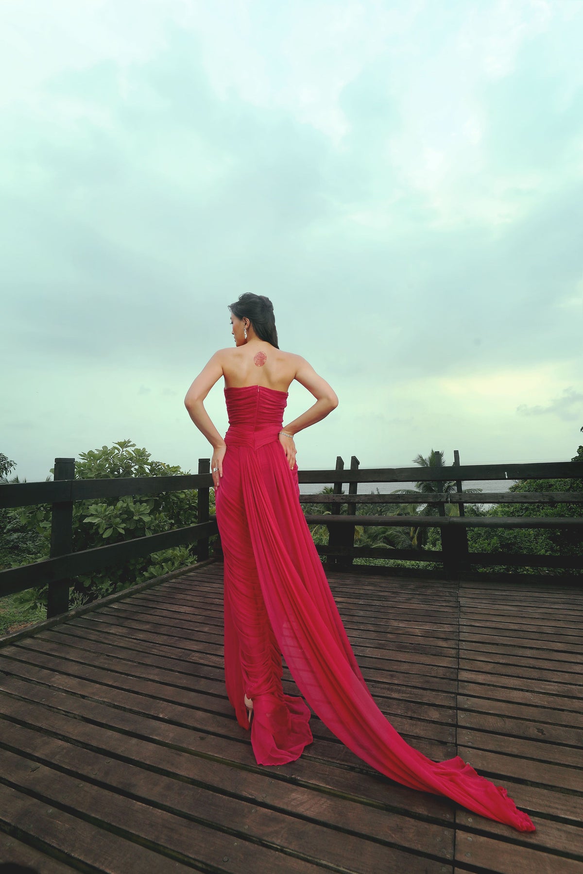 Berry Truffle Gown - Deep Red Velvet Evening Wear