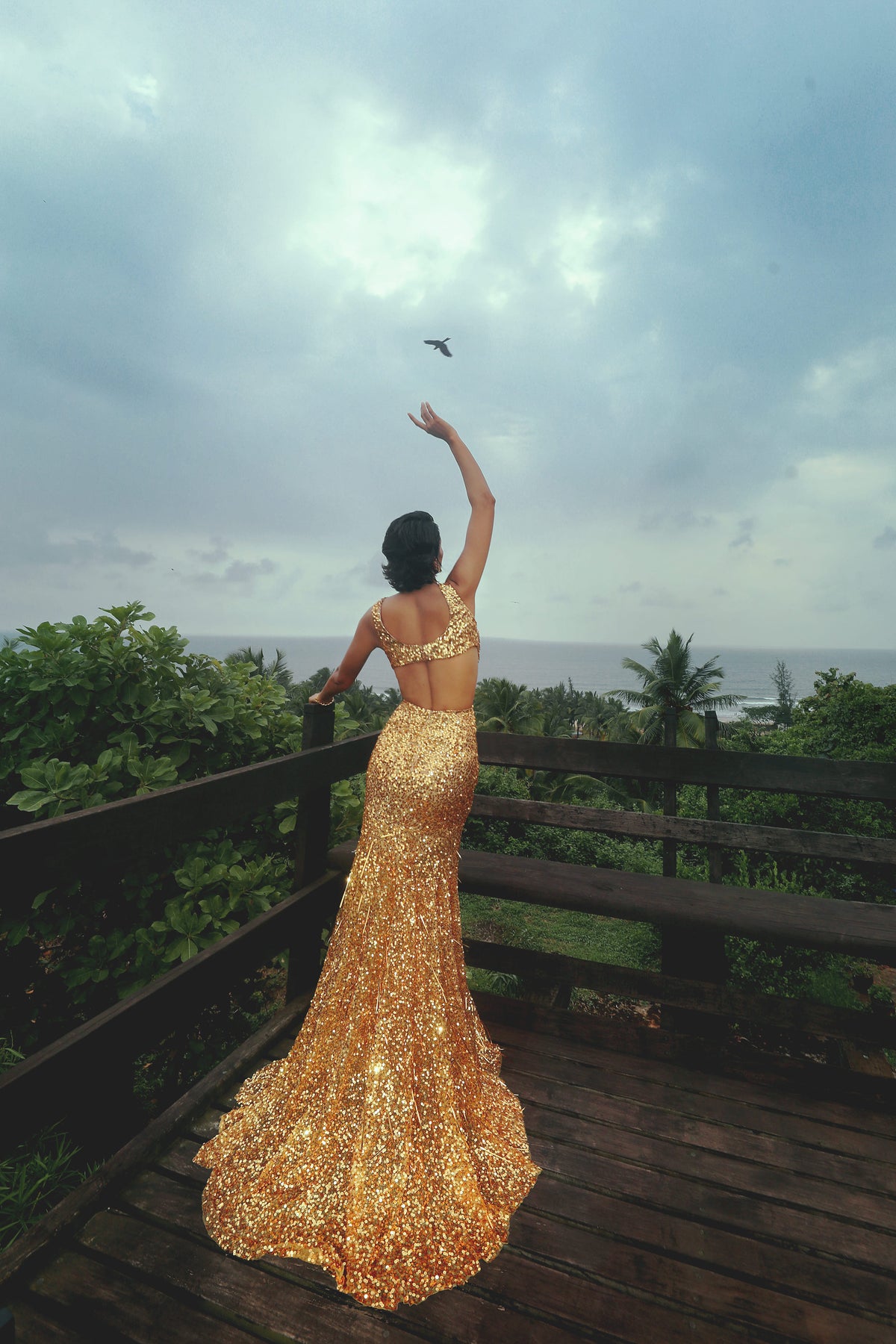 Gold Ballgown - Embellished Floor-Length Formal Dress
