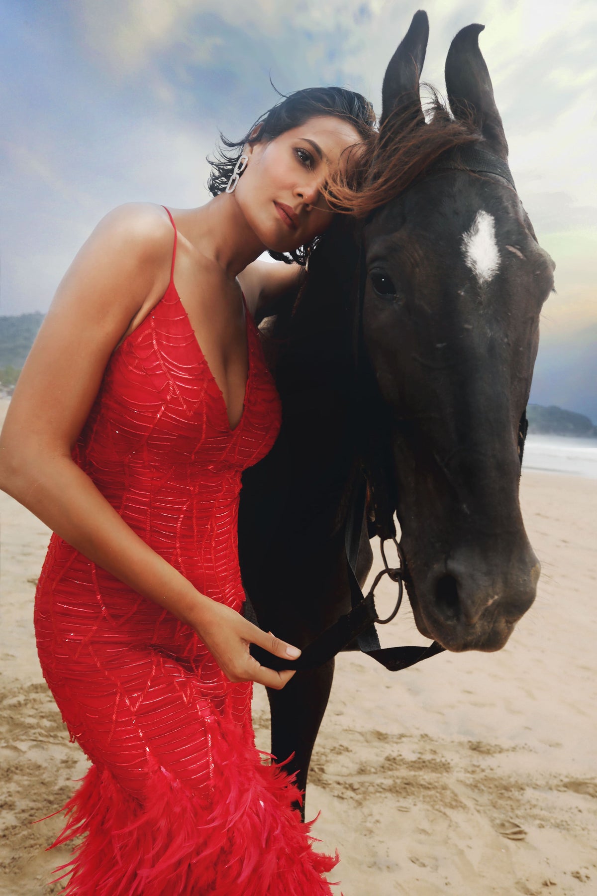 Red Modern Romance Gown - Ruffled Evening Wear