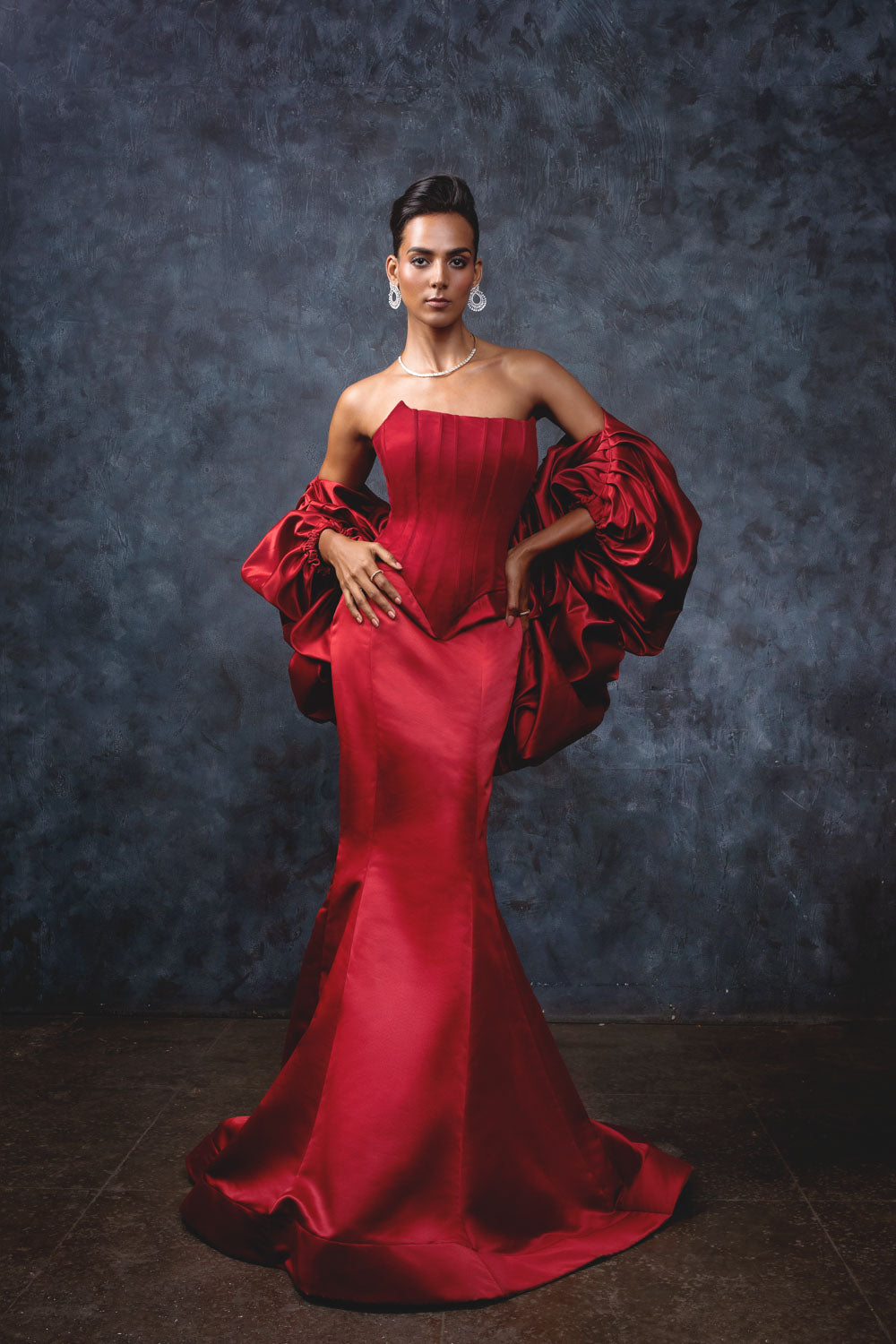 Red RosŽ Corset Set - Lace Detail Evening Wear