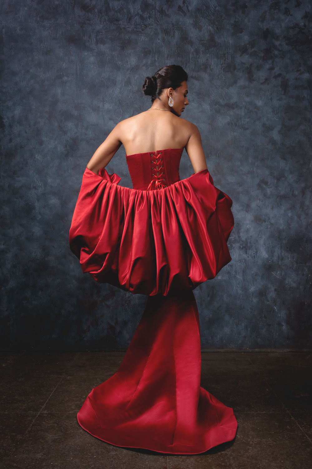 Red RosŽ Corset Set - Lace Detail Evening Wear