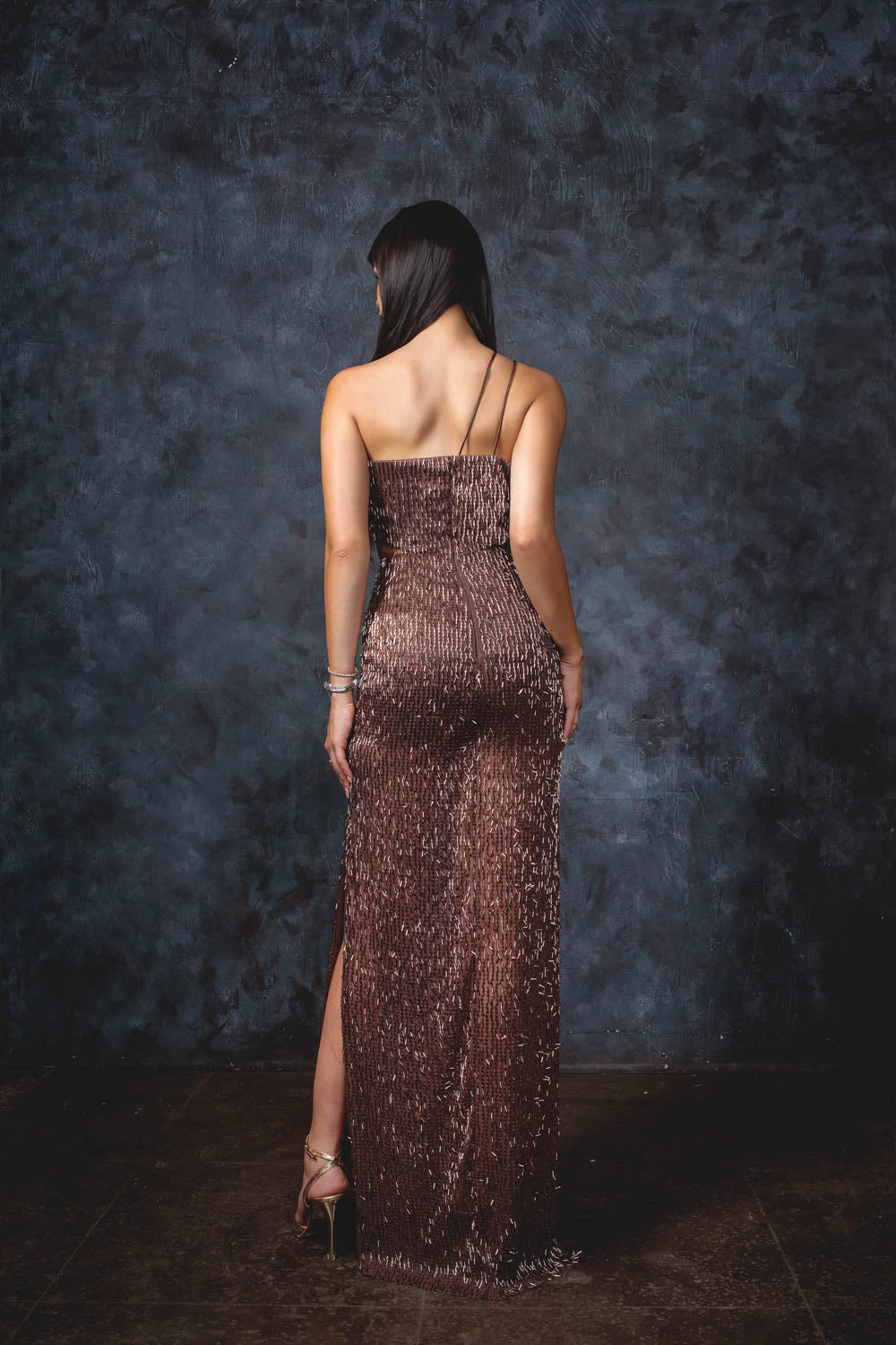 Hazel Tone Mermaid Gown - Lace Detail Evening Dress