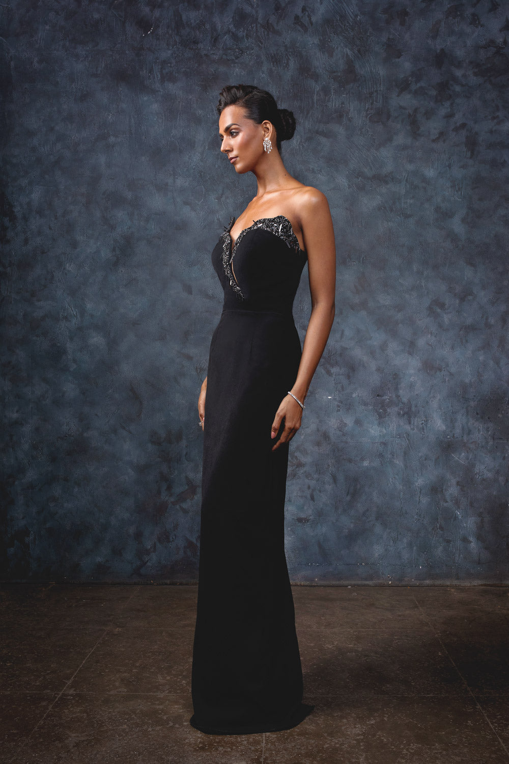 Raven Black Sinner Gown - High-Neck Evening Dress