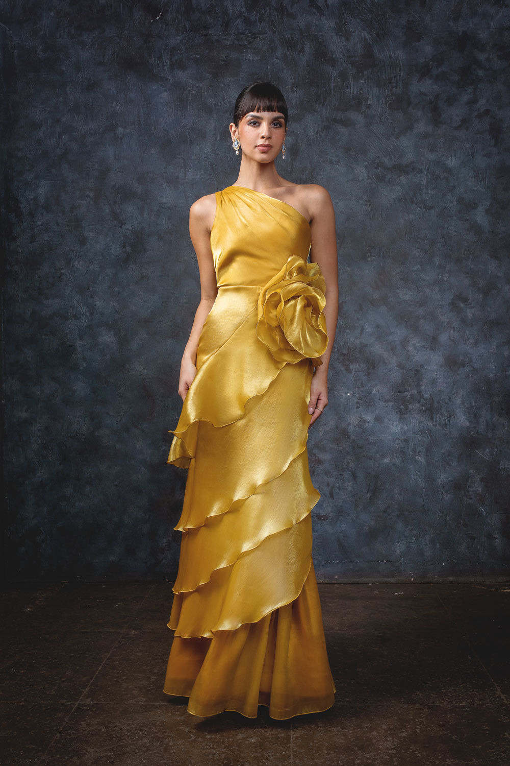 Deep Yellow Dandelion Gown - Elegant Floor-Length Formal Dress