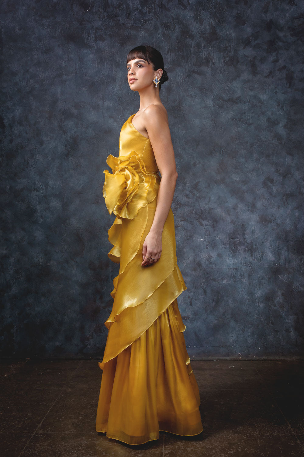 Deep Yellow Dandelion Gown - Elegant Floor-Length Formal Dress