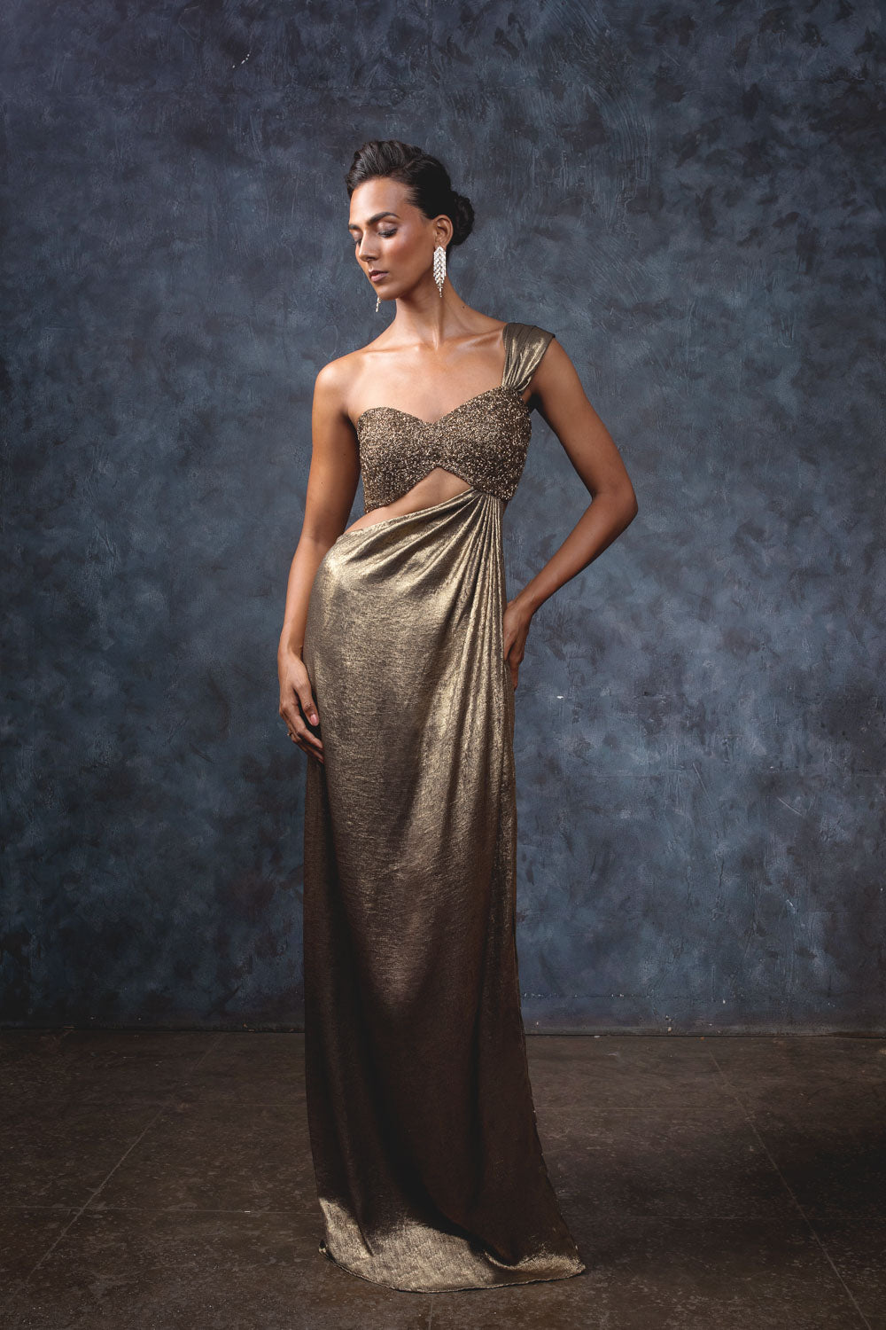Antique Gold Cleopatra Gown - Statement Metallic Evening Wear