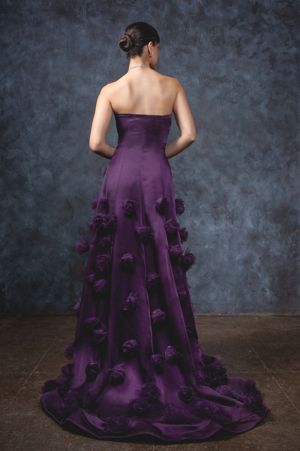 Purple Meadow Gown - Floral Embellished Maxi Dress