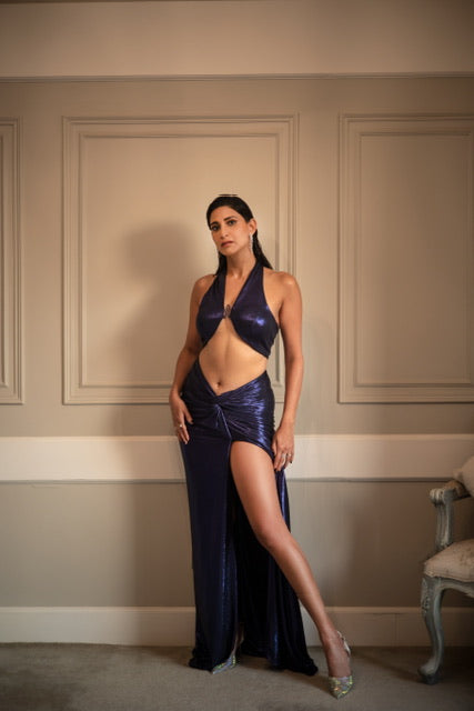 Electric Blue Halter Set - Cut-Out Co-Ord Outfit
