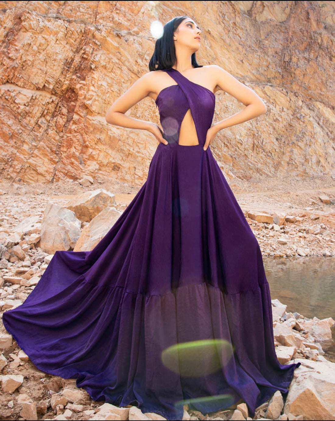 Purple Flow Gown - Cut-Out Evening Dress