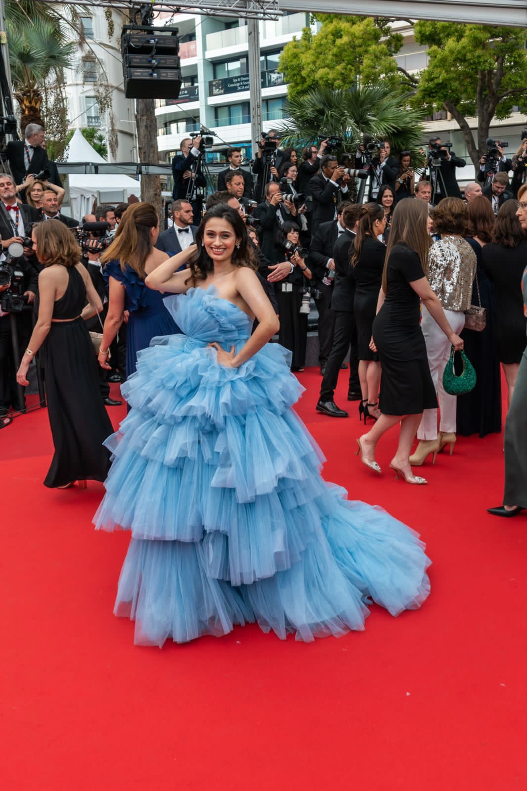 Ice Blue Corset Gown - Ruffled Evening Wear
