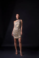 Load image into Gallery viewer, Silver and Gold One Shoulder dress
