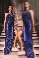 Load image into Gallery viewer, Electric Blue Draped Dress

