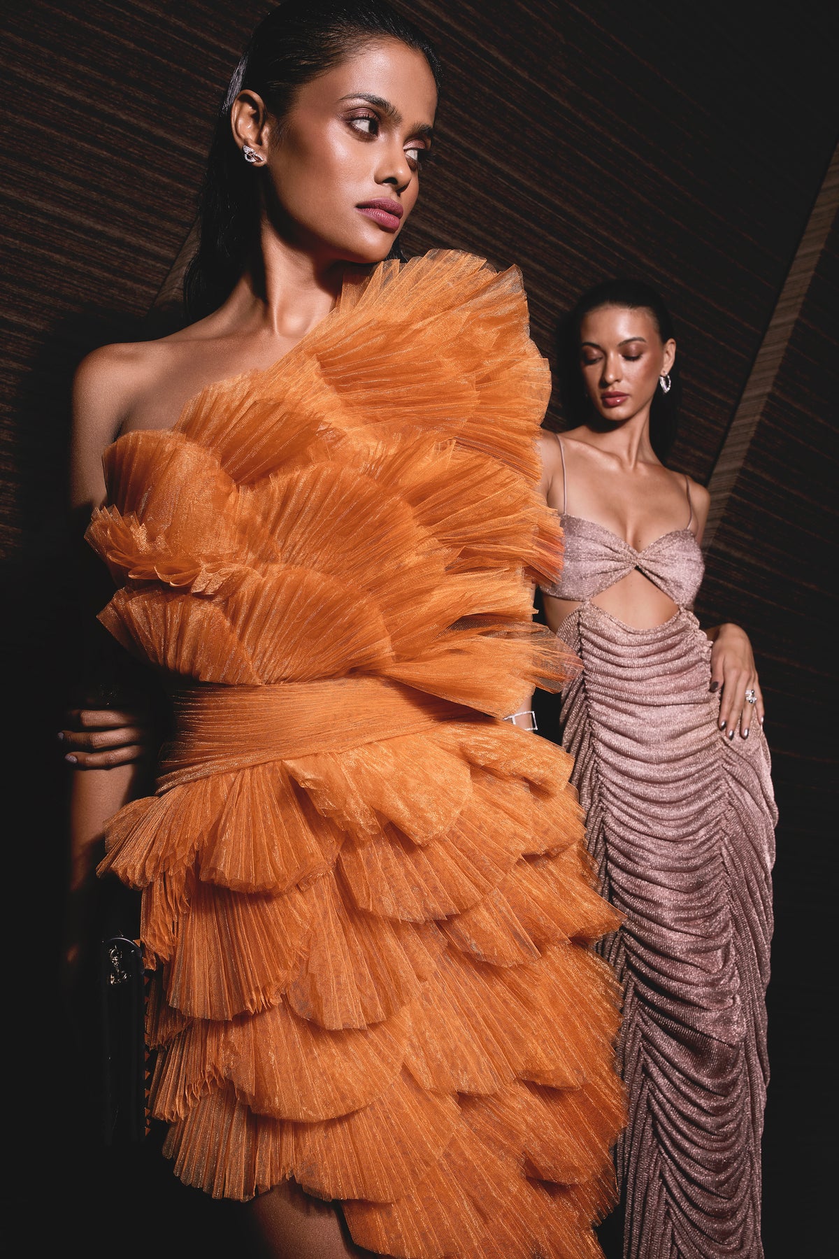 Burnt Orange Sensu Dress - Ruffled Party Outfit
