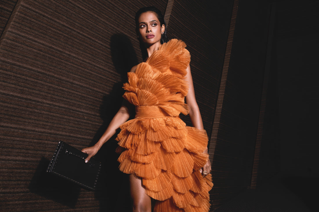 Burnt Orange Sensu Dress - Ruffled Party Outfit
