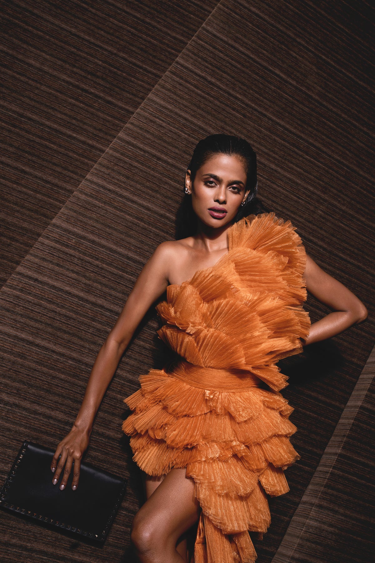 Burnt Orange Sensu Dress - Ruffled Party Outfit