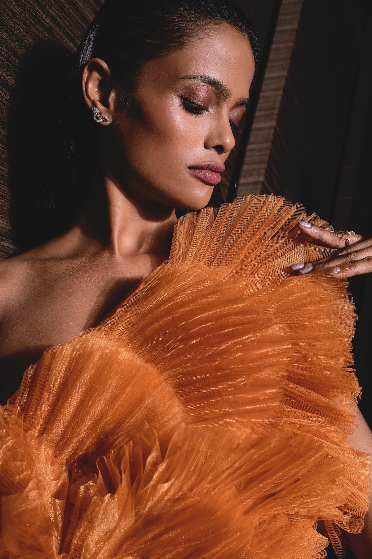 Burnt Orange Sensu Dress - Ruffled Party Outfit