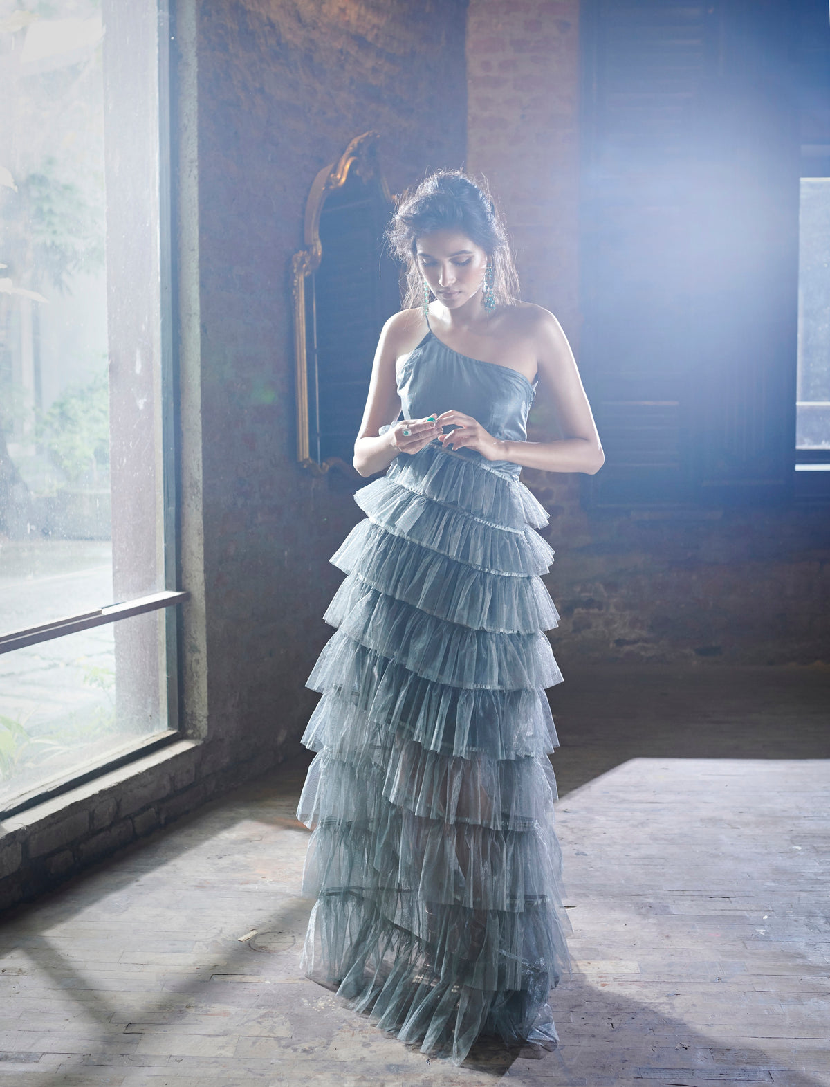 Berry Ruffled Gown - Evening Party Wear