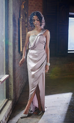 Load image into Gallery viewer, One Shoulder Draped Dress with Hand Work
