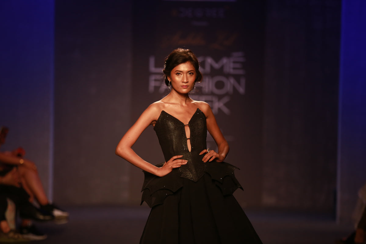 Black Angel Gown - Structured Winged Dress