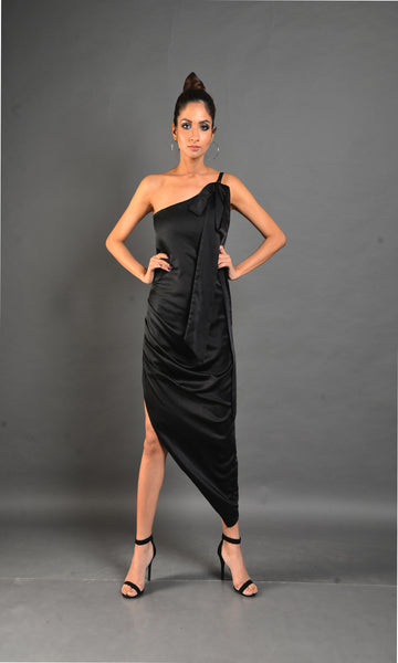 Black Asymmetrical Unique Cut Dress