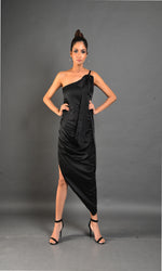 Load image into Gallery viewer, Black Asymmetrical dress

