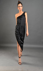Load image into Gallery viewer, Black Asymmetrical dress
