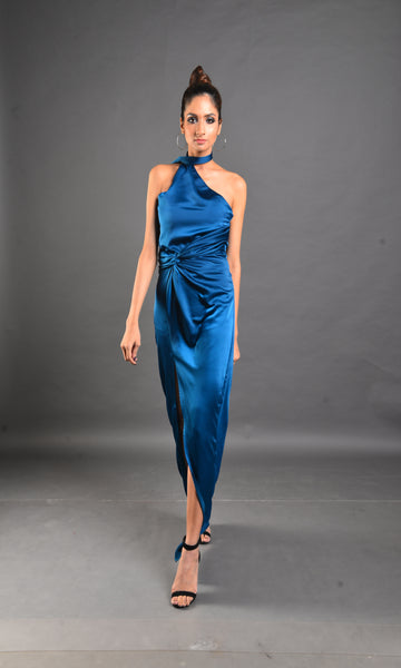 Electric Blue Dress - Asymmetrical Party Outfit