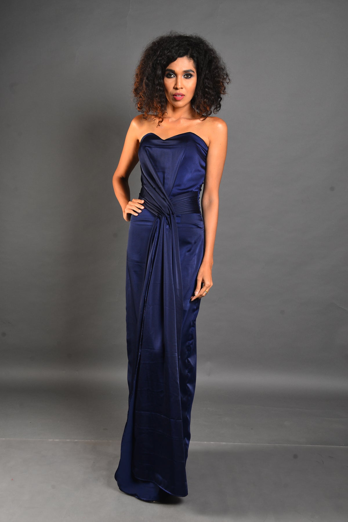 Dark Blue Knot Gown - Tube Evening Dress