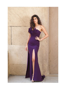 Structured Gown with High Slit
