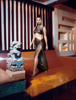 Load image into Gallery viewer, Metallic Bustier with High Slit Skirt
