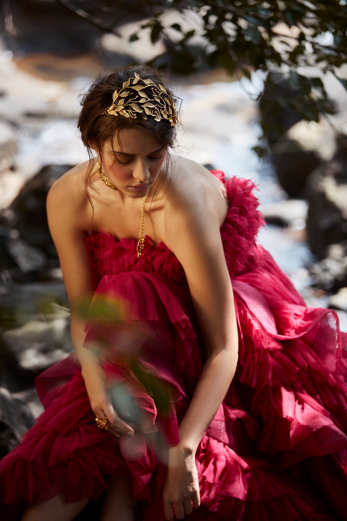 Berry Ruffled Gown - Evening Party Wear